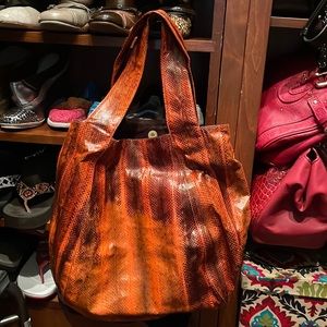 Beirn orange bag/purse water-snakeskin markings